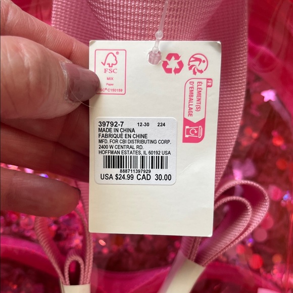 Claire's NWT Sparkling Mini Pink Heart Backpack - Picture 3 of 10